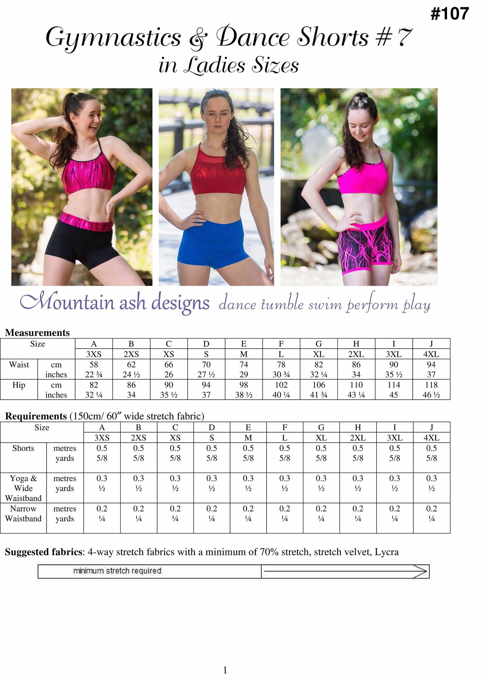 Dance Shorts Pattern Gymnastics Dance Shorts 7 Pdf Sewing Etsy