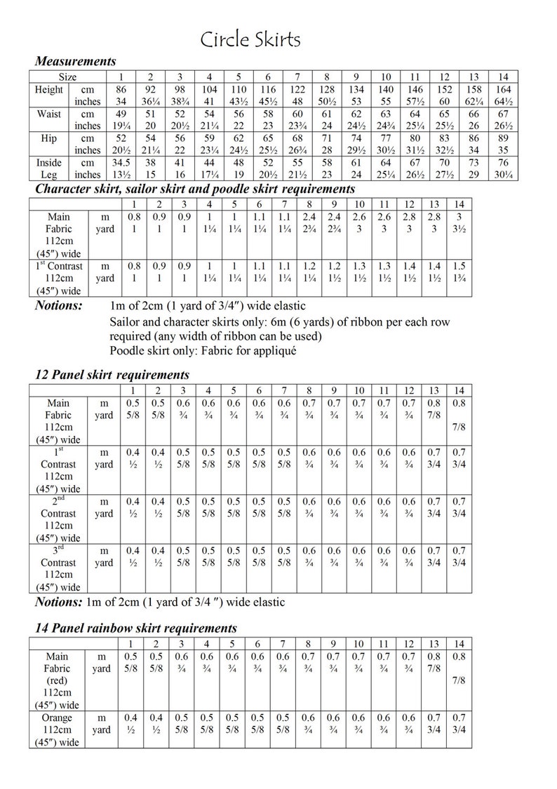 Character Skirt Pattern Circle Skirts Ballet pdf Sewing Pattern Poodle Character Rainbow Sailor Panel Twirl Skirt Digital Pattern Sizes 1-14 image 3