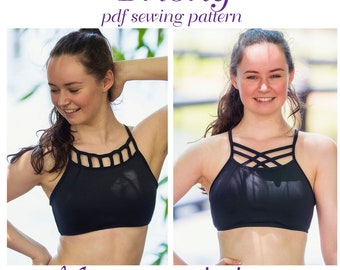 Womens Strappy Neckline Crop Top Pattern Briony Gymnastics Dance Cutouts Top pdf Sewing Pattern