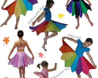 Pippi Rainbow Dress Pdf Sewing Pattern Fairy Dress Pixie Skirt Dance Costume Pattern for Girls Sizes 1 12 Etsy UK