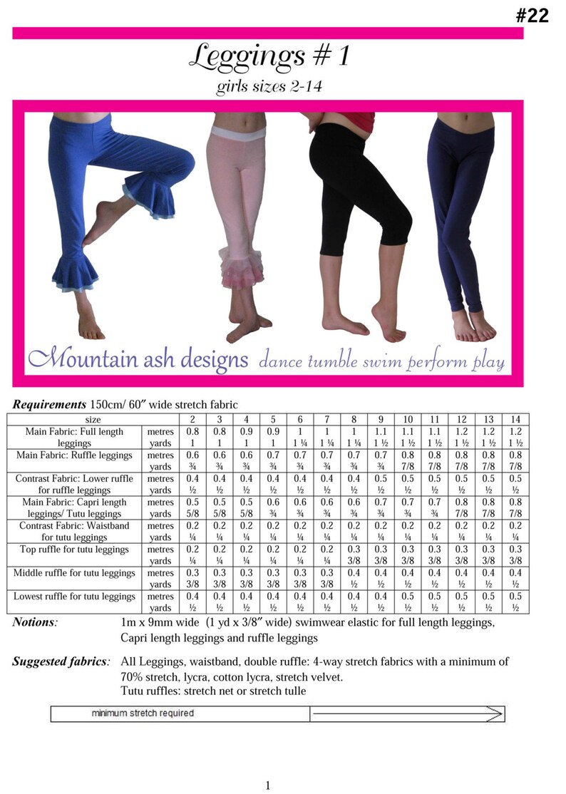Leggings 1 pdf sewing pattern capris ruffle leggings pdf Etsy