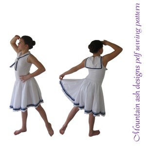 Sailor Costume Pattern Ballet Dance Costume Leotard Circle Skirt pdf Sewing Pattern Girls Sizes 2-14