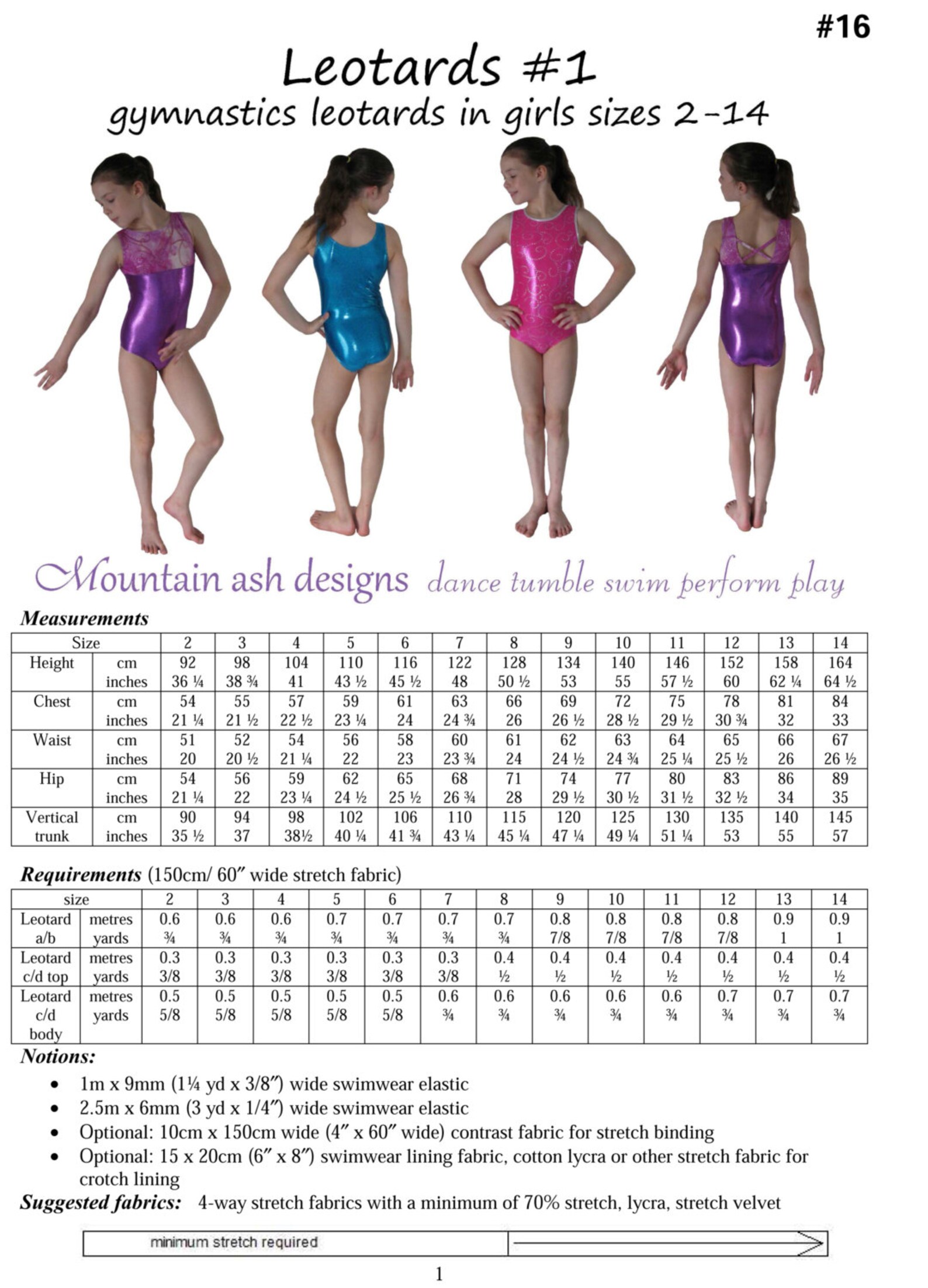 Leotard Pattern Leotards 1 Gymnastics Gym Ballet Dance Sewing Etsy