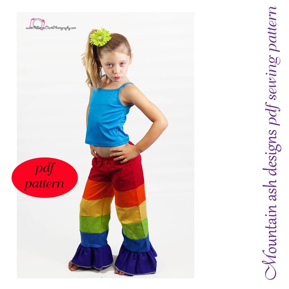 Rainbow Pants Pattern Patchwork Ruffle Pants Pattern Pdf Etsy