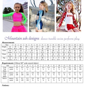 Cheerleading Tops Pattern Cheer 4 Girls Sizes 2-14 Crop and Full Length ...