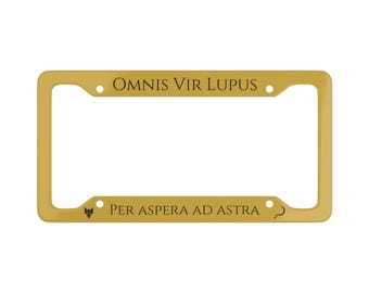 Per aspera ad astra - Or/Noir/Loup/Faux - Cadre de plaque d'immatriculation | Bordure de plaque de voiture devise latine