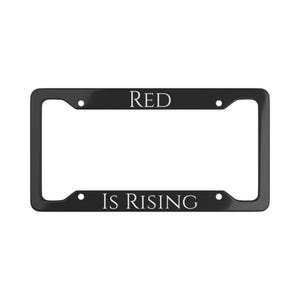 Red is rising - Black/White/Wolf/Scythe - License Plate Frame | Latin Motto Car Plate Border