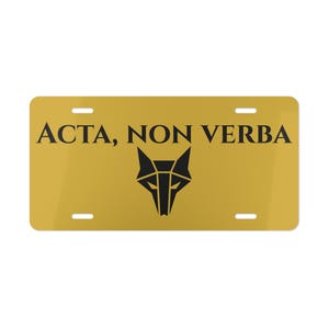 Acata non-verba nummerplaatlijst, wolf-autolijst, dystopisch lezercadeau, scifi-fan autoaccessoire