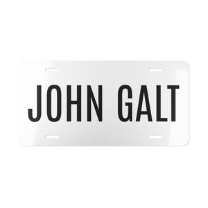 John Galt Vanity Plate | Atlas Shrugged Inspired License Plate | Who Is John Galt Car Tag | Book Lover Gift | Literary Car Decor