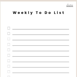 Weekly To-Do List Printable | Minimal Planner PDF | Simple Weekly Planner | Instant Download