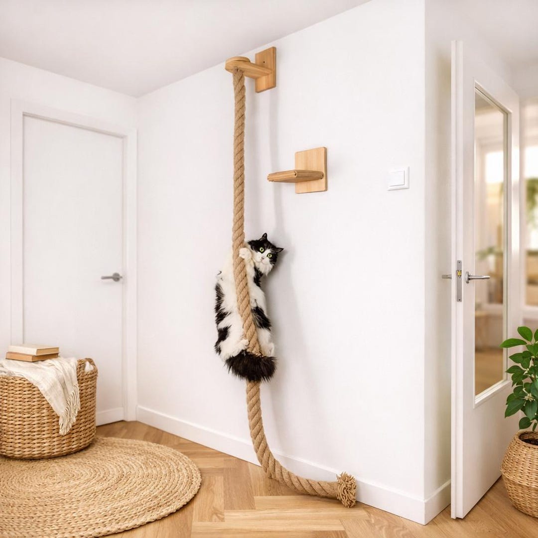 Wall-mounted Cat Climbing Rope 1.3m / 1.5m – Heavy-duty Sisal Rope Toy ...