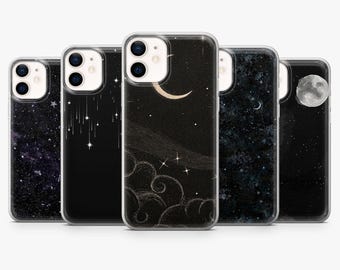 Moon Night Phone Case Celestial Stars Cover für iPhone 17Pro, 16, 15, 14, 13, 12, Samsung S26, S25, S24, S23Fe, A16, A56, Pixel 10, 9Pro
