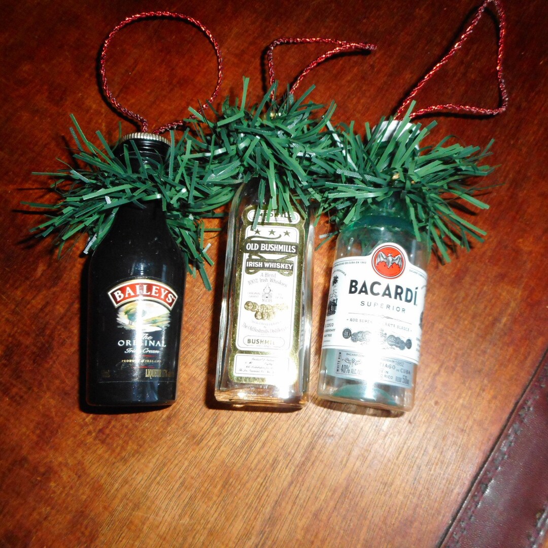 Christmas Mini Liquor Bottle Ornament Set of Three Etsy