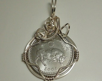 Taurus Zodiac Coin Pendant