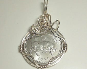 Taurus Zodiac Coin Pendant