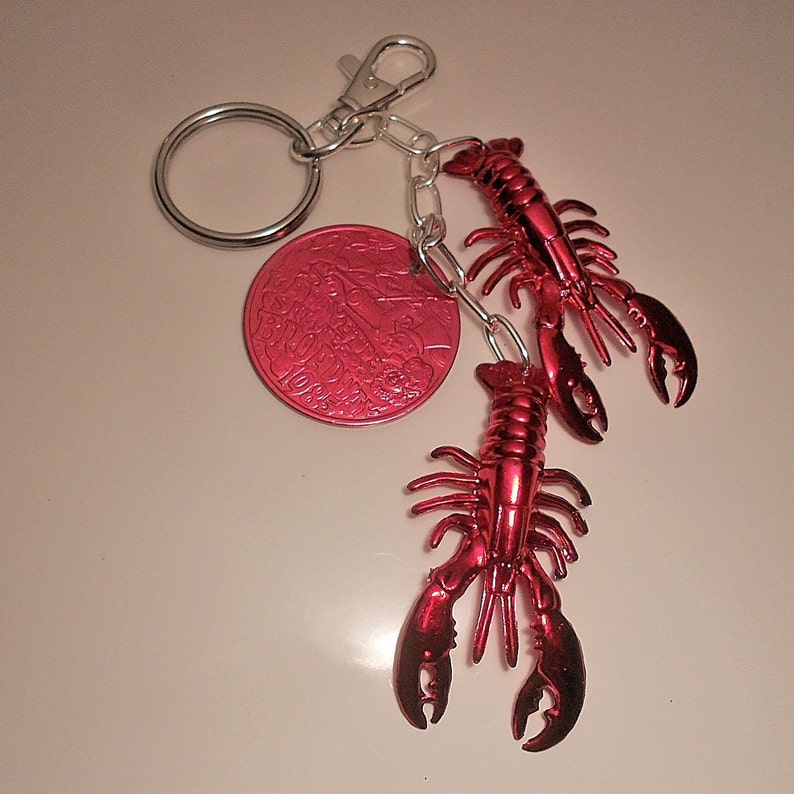 Louisiana Mardi Gras Doubloon And Crawfish Key Chain Etsy - image 0