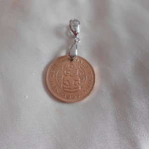 New Zealand Vintage  1/2 Penny Coin Pendant 1965