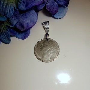 Italy Vintage Coin Pendant Necklace 1956