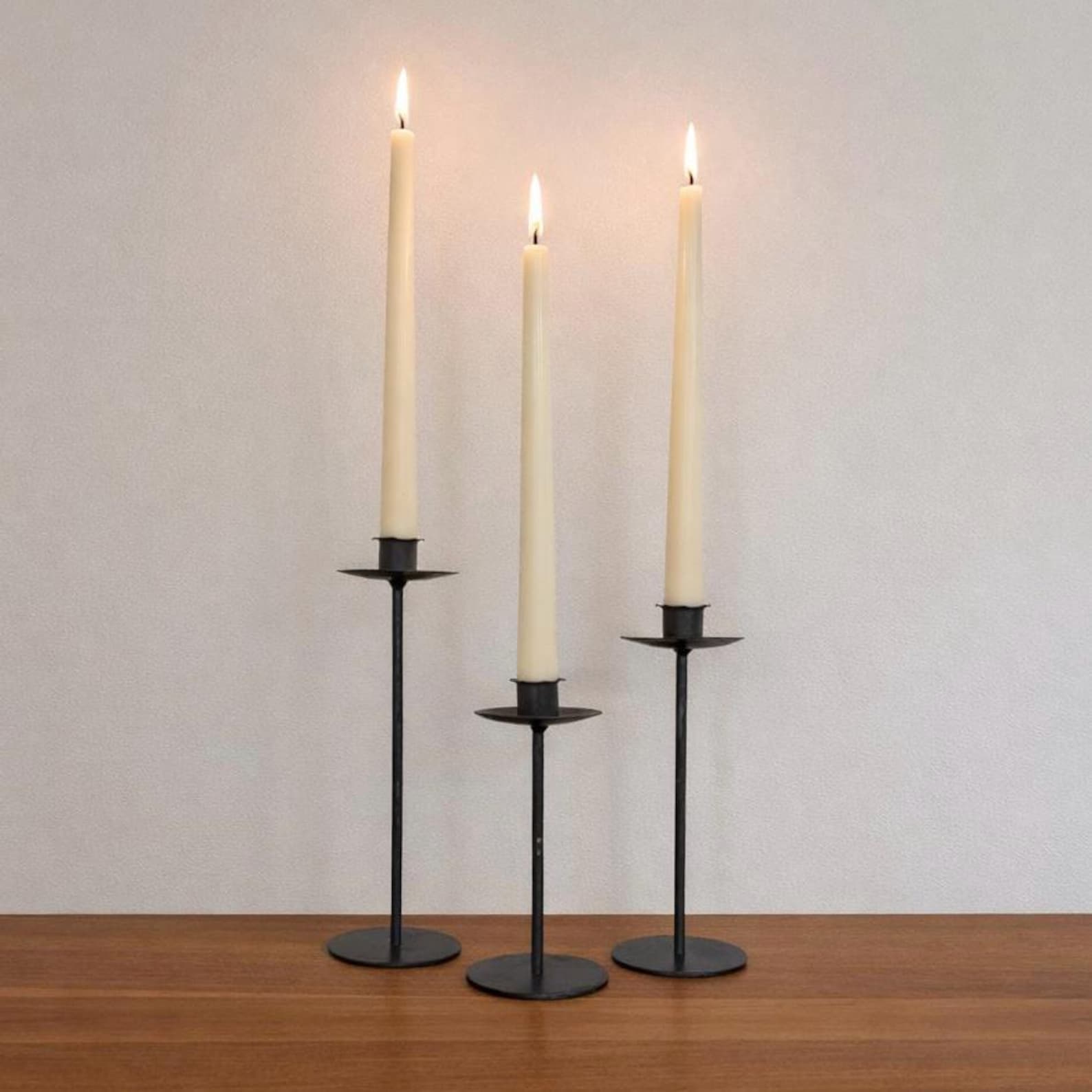 Hand Forged Iron Candlesticks Set of 3