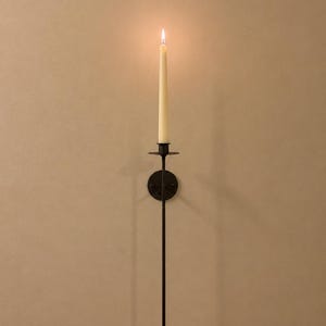 Hand Forged Iron Wall Sconce Set of 2, Minimalist Black Metal Candle Holder