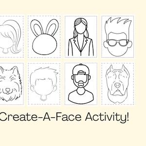 Create-A-Face Activity for Kids, Make a Face Drawing, 35 faces (Digital Download)