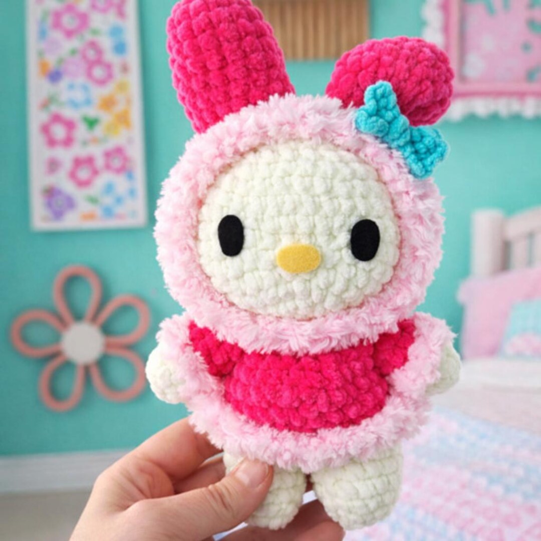 Crochet Miffy Bunny Amigurumi Pattern PDF – Dark Pink Bunny Plush Toy ...