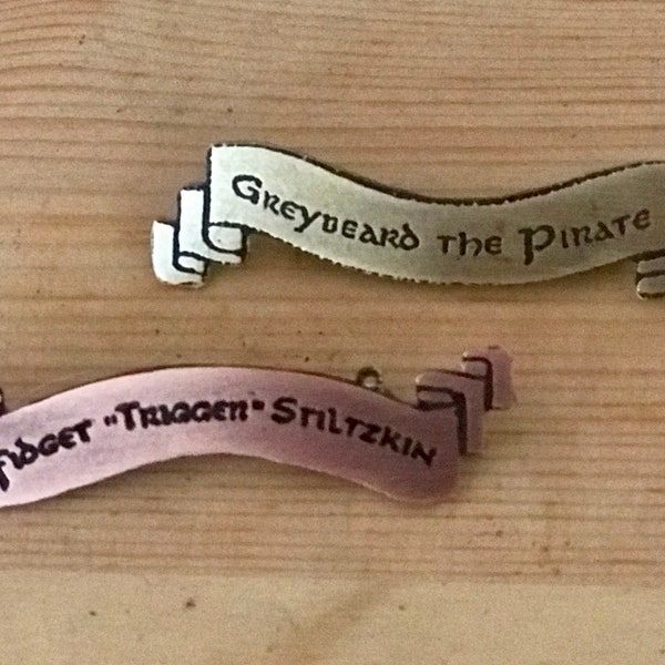 Name Banner Pin - Renaissance Faire - Ren Fest - Renaissance Jewelry - Name Badge - Custom Made To Order - Favor Pin - Faire Favor