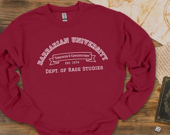 バーバリアン大学スウェットシャツ | ファンタジーRPGクラスカレッジクルーネック