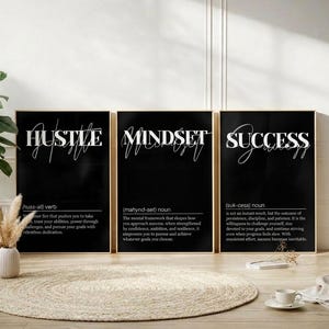 Motiverende sportschool 3-delige muurkunst - drukte mentaliteit succes prints - quote prints - man cave decor - kantoorinrichting - inspirerende citaten kunst