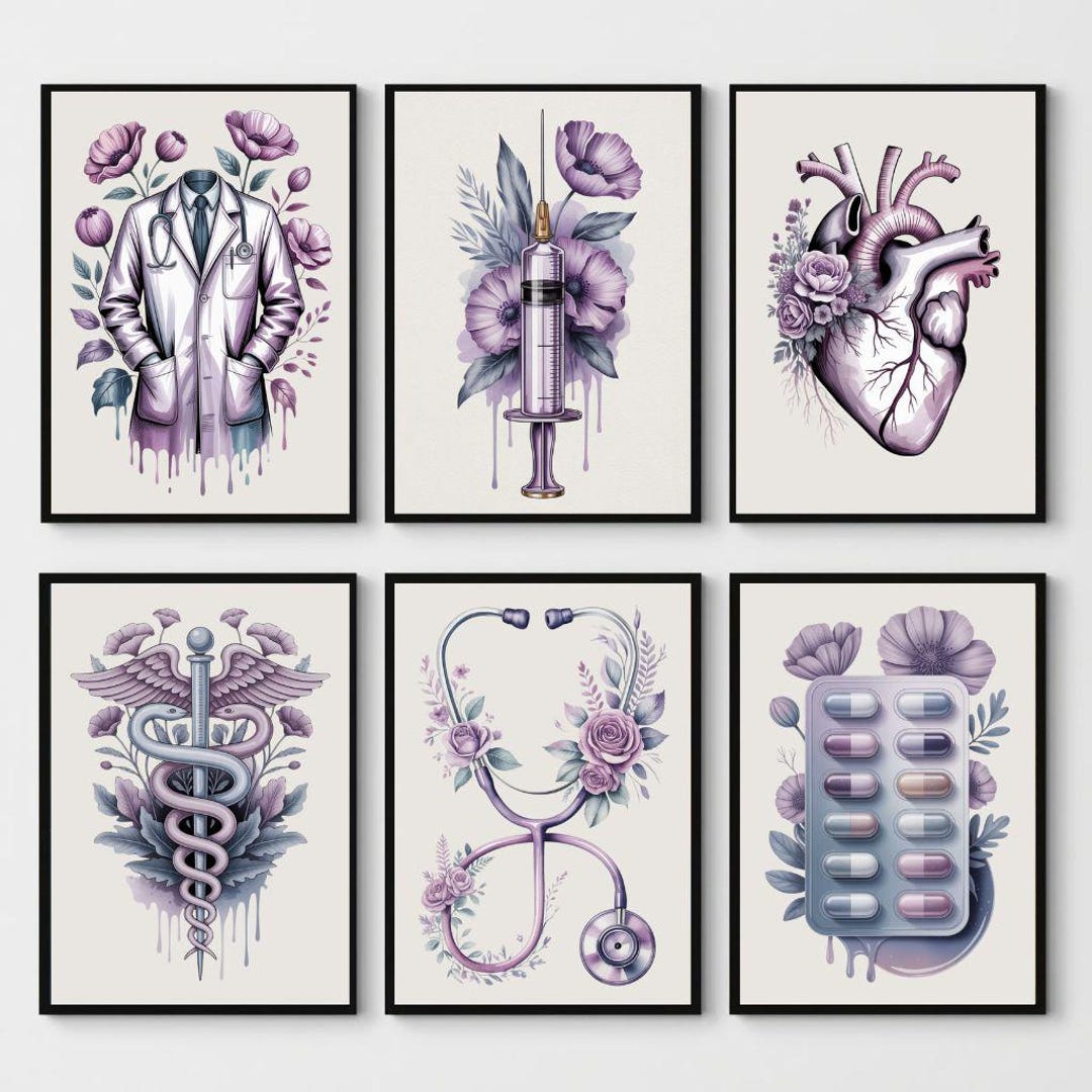 Medical Anatomy Set of 6 Printable Wall Art – Watercolor Nurse Doctor ...