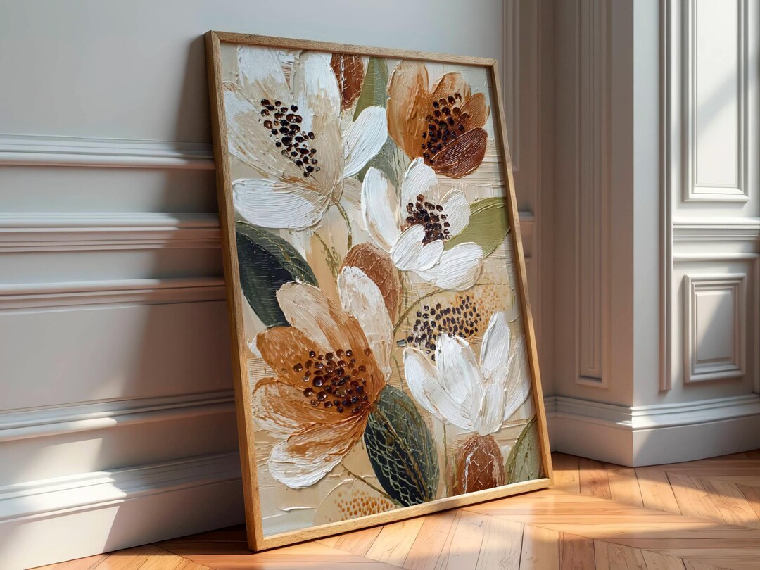 Abstract Boho Botanical Wall Art - Neutral Floral Wall Art - Vintage ...