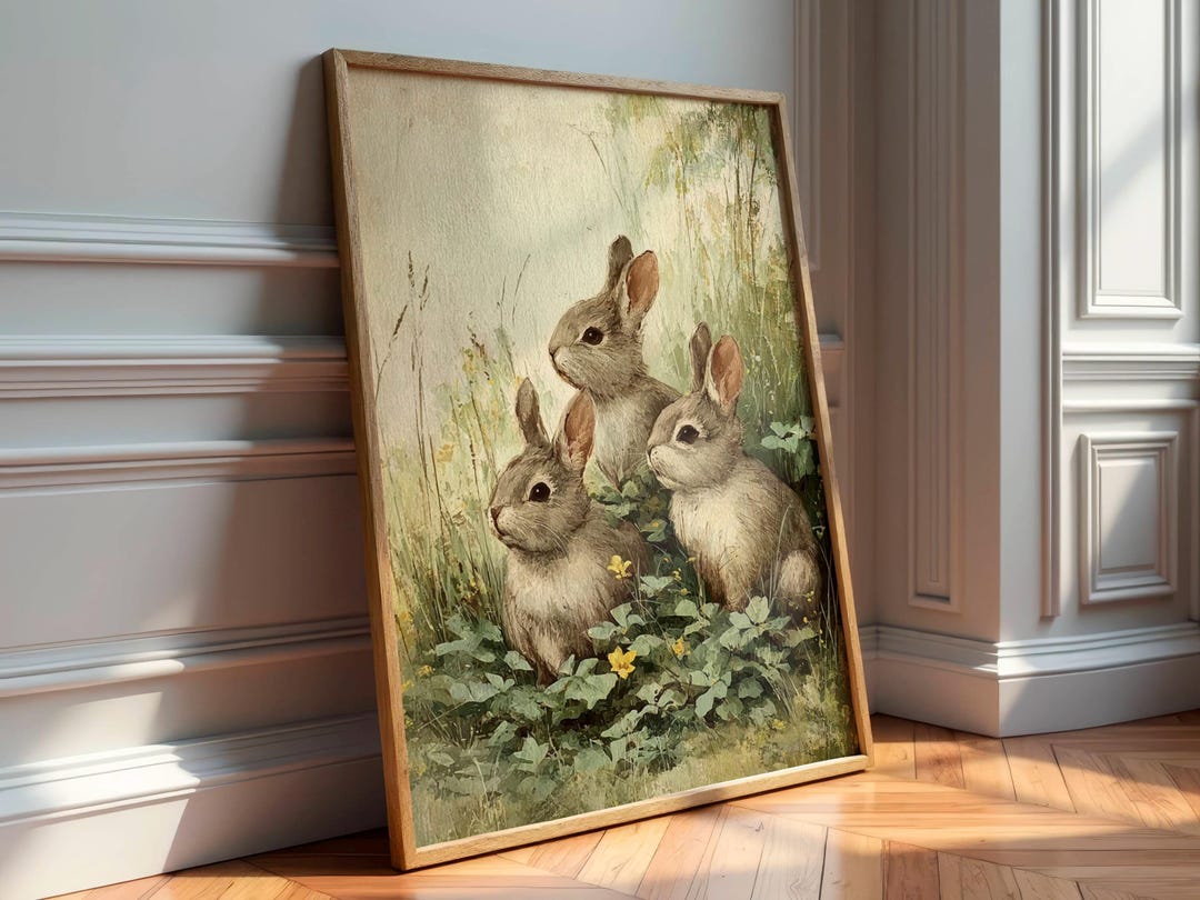Rabbits in Forest Wall Art - Easter Print - Spring Printable Wall Art ...