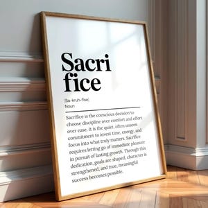 Väggkonst med offer - Definition av offer - Typografiaffisch - Examenspresent - Gymkonst - Maskulin väggkonst - Utskrivbar kontorskonst