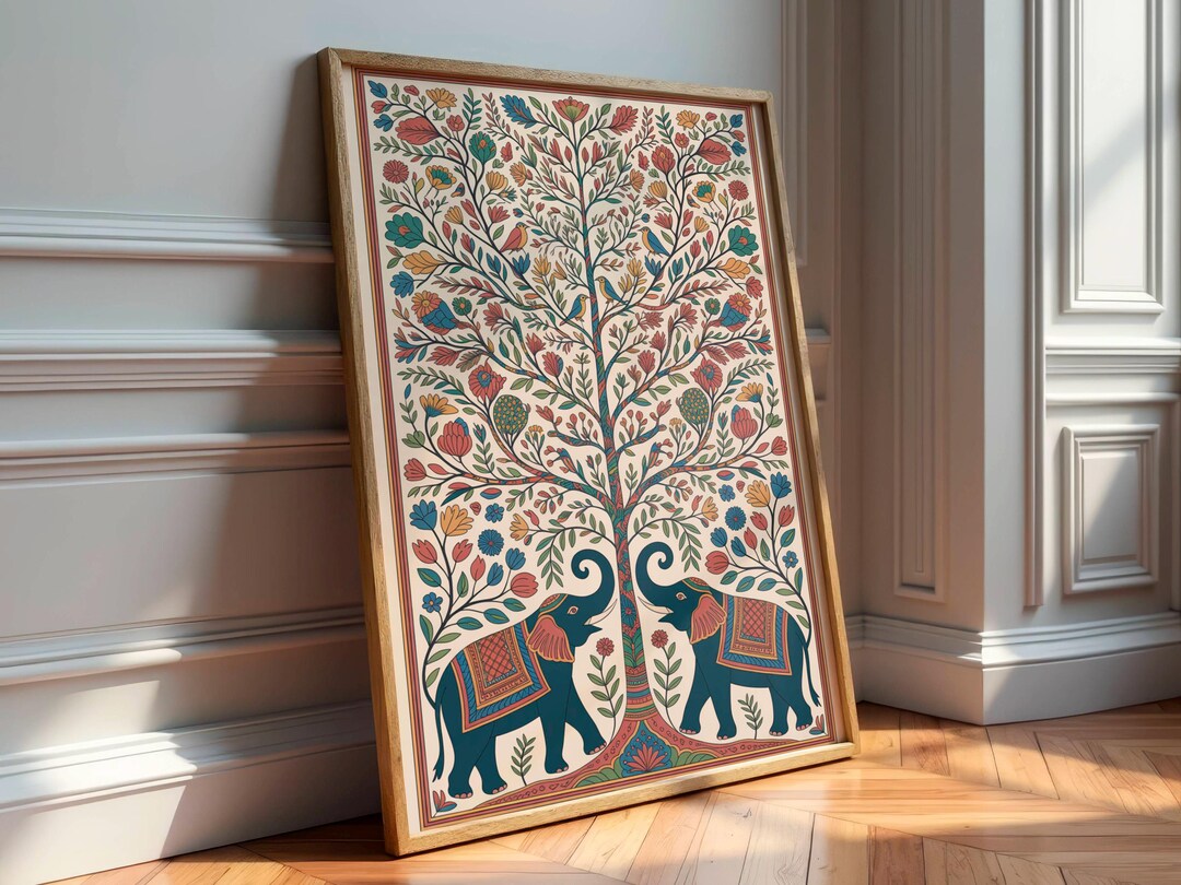 Tree of Life Indian Wall Art - Botanical Print - Pichwai Painting ...