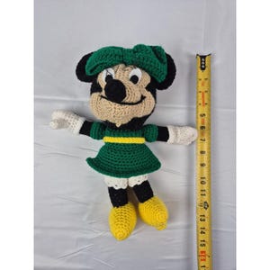 Handmade Crochet Minnie Mouse Plush Doll Green Dress Amigurumi Disney 15 Inch image 5