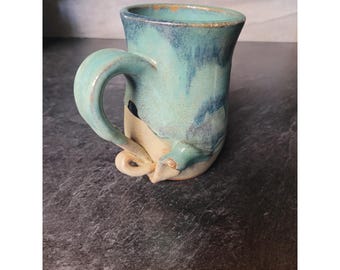 Taza de cerámica artesanal hecha a mano con esmalte de goteo, de gres, para café o té.