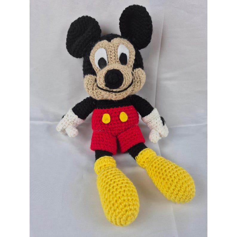 Handmade Crochet Mickey Mouse Plush Amigurumi Disney Soft Toy Red Yellow Black image 1