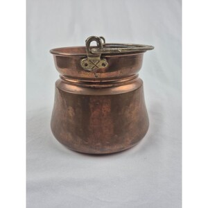 Handmade Solid Copper Cauldron Cachepot Planter Made in Turkey Brass Handles Pot