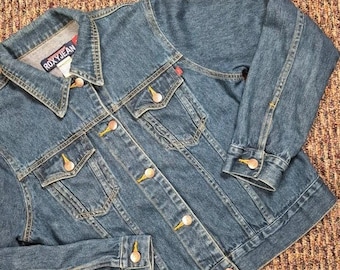 Roxy Jeans L Womens Vintage Denim Jacket 90s Blue Trucker Cotton Y2K
