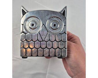 Wilton Armetale Owl Napkin Holder Vintage Pewter Look Aluminum Silver Tone