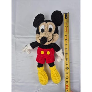 Handmade Crochet Mickey Mouse Plush Amigurumi Disney Soft Toy Red Yellow Black image 4