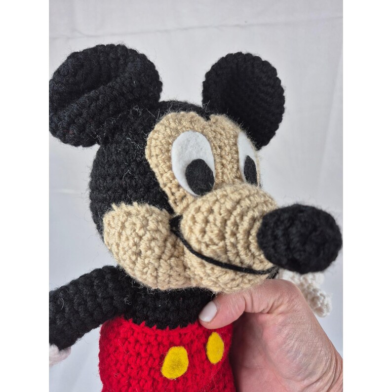 Handmade Crochet Mickey Mouse Plush Amigurumi Disney Soft Toy Red Yellow Black image 2