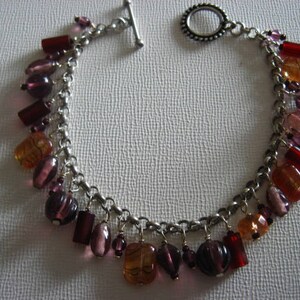 Artisan Handmade Bead Dangle Sterling Toggle link Bracelet