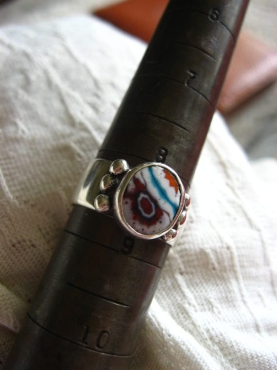 Sterling Silver Size 8.5 Glass Artisan Ring - image 2