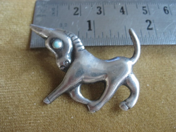 Mexico Sterling Turquise Donkey Brooch Pin - image 2