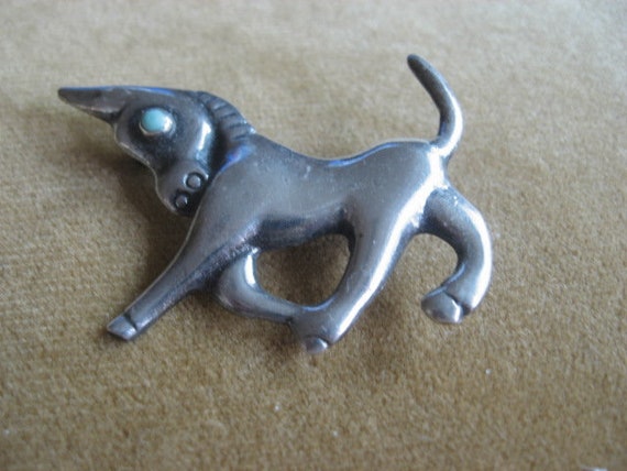 Mexico Sterling Turquise Donkey Brooch Pin - image 4