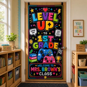 Personalisierter Türteppich für das Gaming-Klassenzimmer, Banner „Höhere Klassenstufe“
