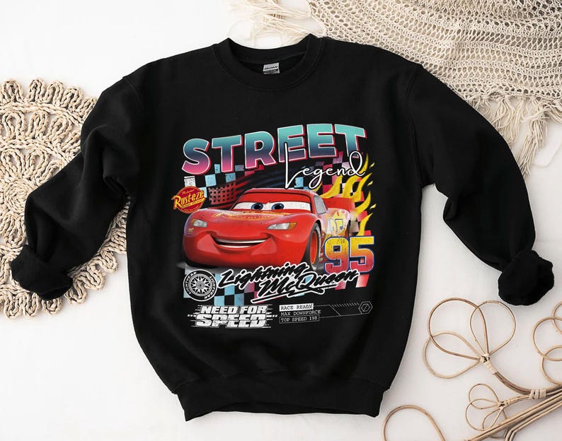 Vintage Lightning McQueen Comfort Colors® Shirt, Retro McQueen Graphic Tee, Disney Family Vacation Trip Shirt 2026, Disney Pixar Cars Shirts image 3