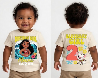 Chemise d'anniversaire personnalisée Disney Moana Princess & Maui Pua Pig, cadeau d'anniversaire princesse Moana, cadeaux d'anniversaire de famille WDW Disneyland