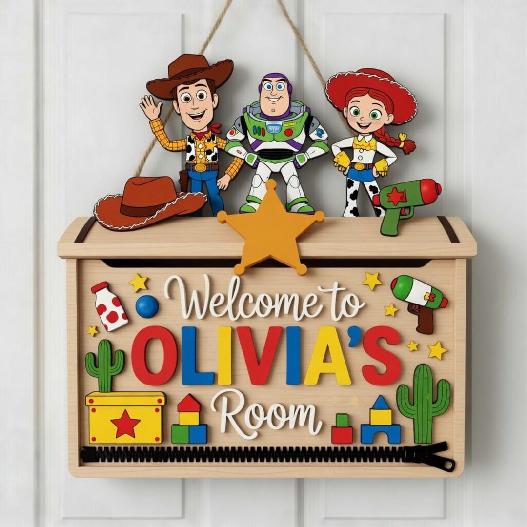 Toy Story Woody Buzz Jessie Wooden Door Sign Personalized Name Room ...